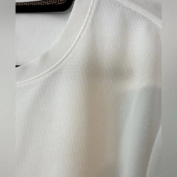 NWT Men’s White crew t-shirt. Waffle pattern. Large - Picture 5 of 7